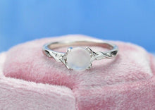 Load image into Gallery viewer, Rose Gold Plated Silver Dainty Natural Moonstone Ring , Round  Moonstone Vintage Ring,
