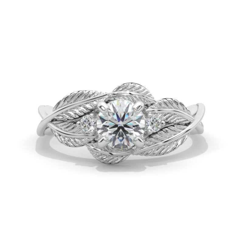 1 Carat Giliarto Moissanite White Gold Engagement Floral Accented Ring