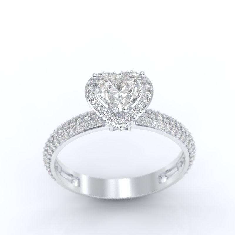''Carmen'' Heart Halo Forever One Moissanite 14K Gold Moissanite Engagement Ring