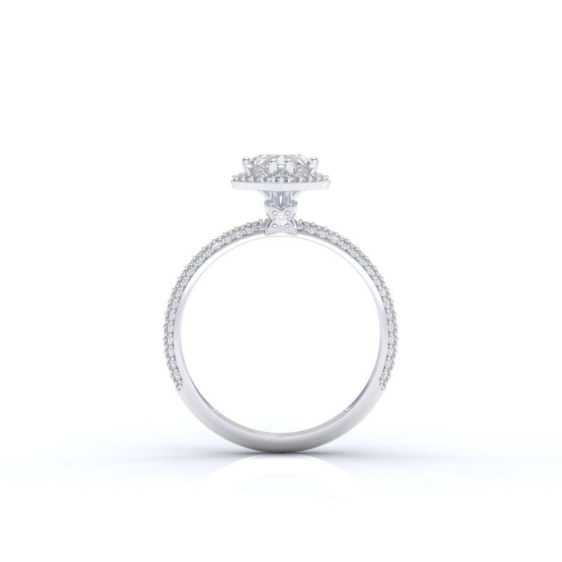 ''Carmen'' Heart Halo Forever One Moissanite 14K Gold Moissanite Engagement Ring