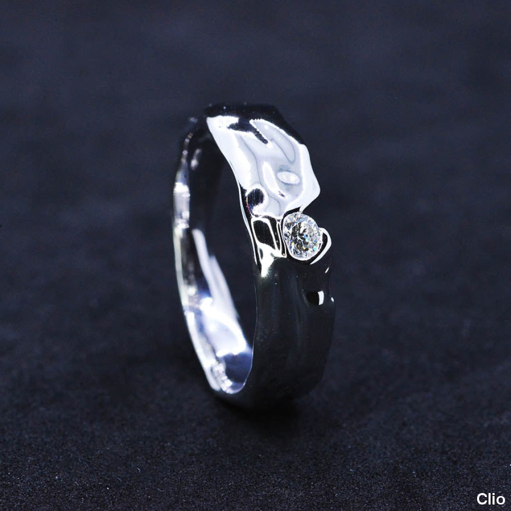"Liquid Metal" Diamond Men's  14K White Gold  Ring.