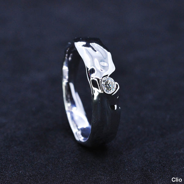 "Liquid Metal" Diamond Men's  14K White Gold  Ring.