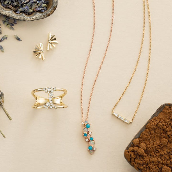 14K Yellow 1/8 CTW Diamond Bar 18" Necklace