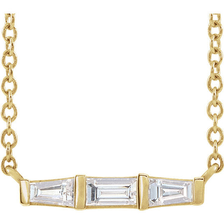 14K Yellow 1/8 CTW Diamond Bar 18" Necklace