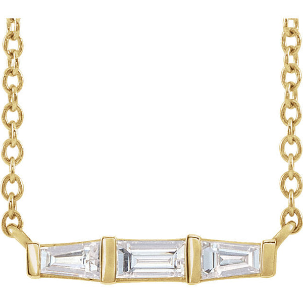 14K Yellow 1/8 CTW Diamond Bar 18" Necklace