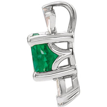 Load image into Gallery viewer, 14K Gold Chatham® Created Emerald &amp; 1/6 CTW Diamond Pendant with Necklace
