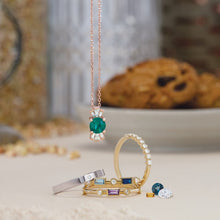 Load image into Gallery viewer, 14K Gold Chatham® Created Emerald &amp; 1/6 CTW Diamond Pendant with Necklace
