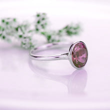 Load image into Gallery viewer, 3 Carat Oval Pink Sapphire Bezel Set Engagement Ring
