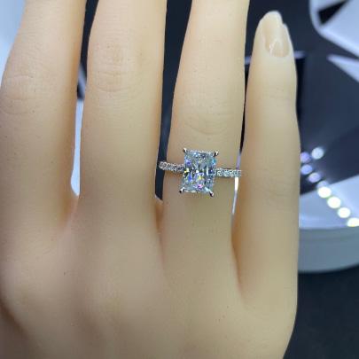 3 Carat Giliarto Radiant Moissanite Hidden Halo Engagement 14K White Gold Ring