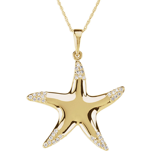 14K Yellow 1/5 CTW Diamond Starfish 18" Necklace