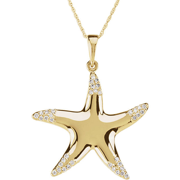 14K Yellow 1/5 CTW Diamond Starfish 18" Necklace