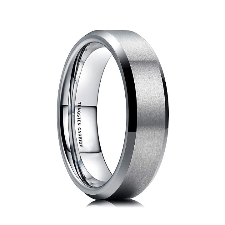 6mm Polished Matte Brushed Finish Tungsten Carbide  Wedding Band Ring