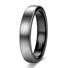 Load image into Gallery viewer, Pure Black Tungsten Ring Brushed Silver Finish Wedding Band

