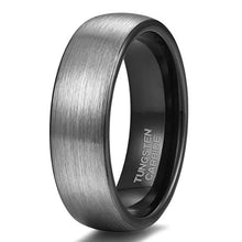 Load image into Gallery viewer, Pure Black Tungsten Ring Brushed Silver Finish Wedding Band
