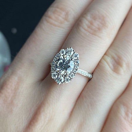 2 Carat Round Gray Giliarto Moissanite Halo Engagement Ring