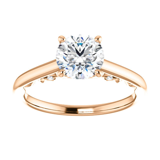 14K Rose Gold  6.5 mm Round Forever One Moissanite   .03 CTW Diamond  Engagement Ring