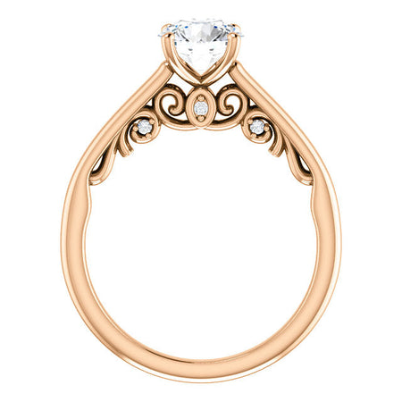 14K Rose Gold  6.5 mm Round Forever One Moissanite   .03 CTW Diamond  Engagement Ring