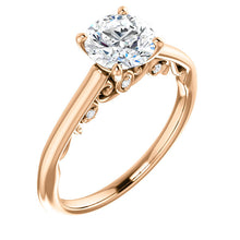 Load image into Gallery viewer, 14K Rose Gold  6.5 mm Round Forever One Moissanite   .03 CTW Diamond  Engagement Ring

