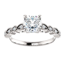 Load image into Gallery viewer, 14K Gold  6.5 mm Round Forever One Moissanite  .07 CTW Diamond Engagement Ring
