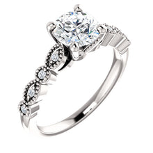 Load image into Gallery viewer, 14K Gold  6.5 mm Round Forever One Moissanite  .07 CTW Diamond Engagement Ring
